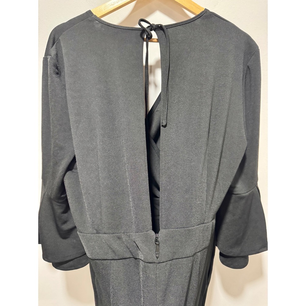 New York & Company Stretch Black Bell Sleeve Romper XL Wrinkle Resistant Wrap - Picture 5 of 5